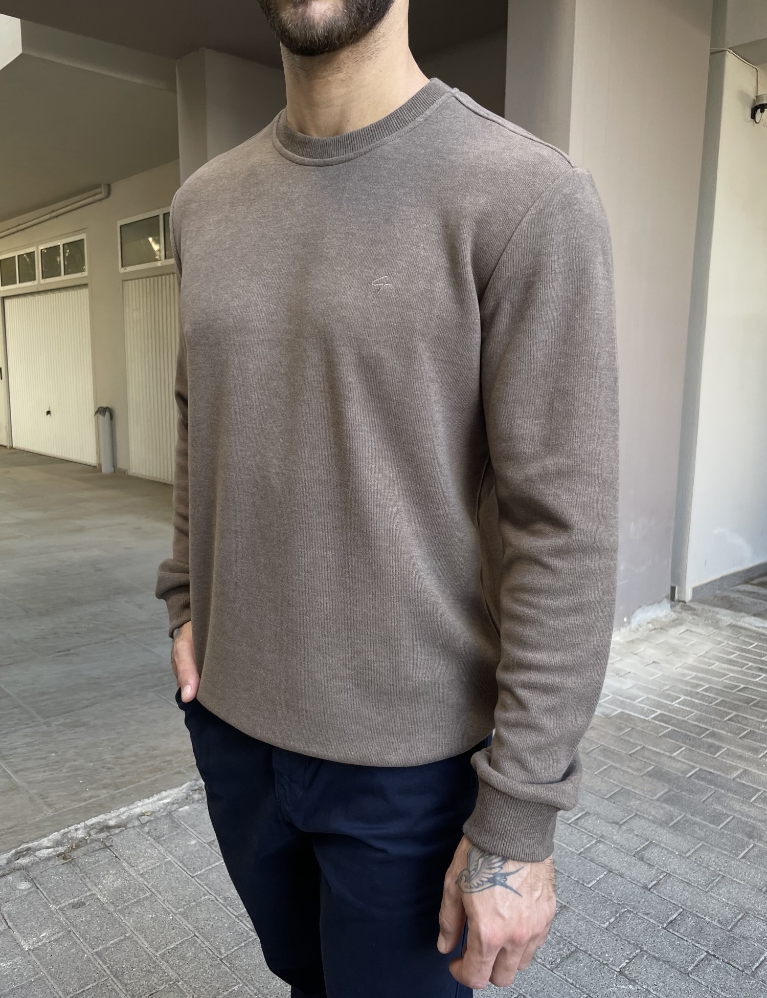 Ανδρική πούρο πλεκτή βαμβακερή μακρυμάνικη μπλούζα plus size 2308Q φωτογραφία